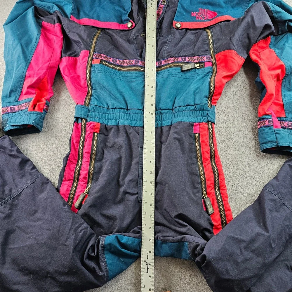Vtg The North Face Rage Snowsuit Mens‎ Navy Teal Winter Sports Hooded Double Zip